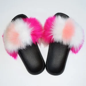 Sandals New Arrivals Colourful Faux Fur Slides Ladies Slides for Women Custom Women Slippers