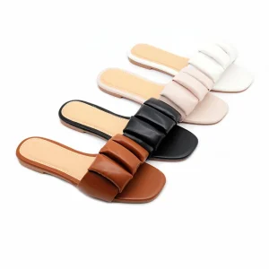 Sandals Summer Wear Vertical Folds Foreign Trade Flat Flip flops Open Toe Fashion Lightweight Women’s Slippers