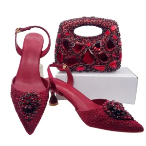 Satin Princess Shoes Stiletto Rhinestone-studded Pointed-toe Womens Pumps Women’s Bag Suit for Weddings