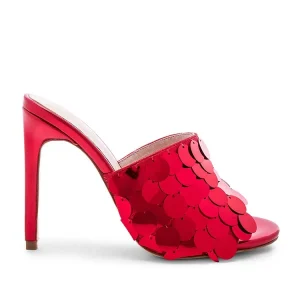 Sequin Upper Peep Toe Mules Sandals High Heels Slip On Mules Shoes Women