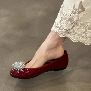 Sequined Fireworks Open Toe Women’s Shoes Round Toe Flat Ballet Shoes