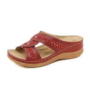 Sewn Sandals for Women in Large Sizes Sloping Heels Fish Mouth Thick Soled Shoes Multi Color Embroidered Sandals for Women