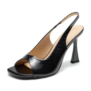 Sexy Design Sandals Elegant Women’s Lady High Heel Square Toe Black Shoes Big Size 36 41 Factory Direct Sales