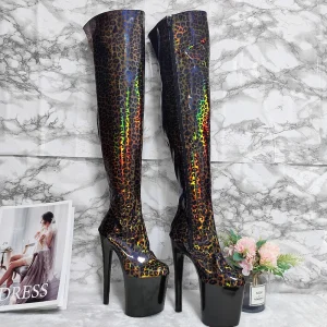 Sexy Fetish Exotic Dancer Platform 20cm ultra High Heels Over the knee Women’s Boots Cutout Dance Shoes 8 Inch Thigh High Boots