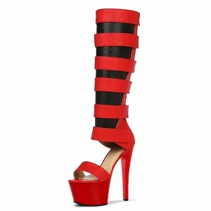 Sexy Fetish Nightclub Women’s Party 17cm Stiletto Heels for Models Exotic Stripper Gothic Shoes Above Knee Pole Dance Shoes
