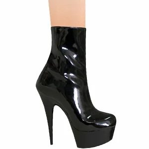 Sexy Fetish Thin Heel Thick Bottom Ankle Boots 15cm Exotic Dancer 6 Inch Women’s Black Pole Dance Shoes High Heel Single