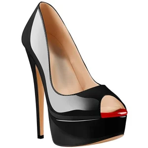 Sexy Heels Women’s Dress Shoes Women Pump Wedge Shoes and Leather Peep Toe Summer High Heel Ladies Pumps