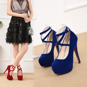 Sexy High Heel Women’s Stiletto Platforms Elegant Cross Strap Pumps Medium High Heels Shoes Plus Size Tacones Mujer for Women