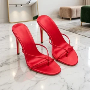 Sexy Women’s Satin Ultra High Heel Stiletto Sandals Round Toe Strap Detail Anti Slippery Breathable Height Increasing Summer
