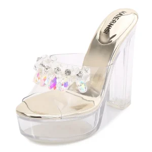 Sh11875a Summer Female Shoes Sexy Women High Heels 13cm Chunky Platform Heels