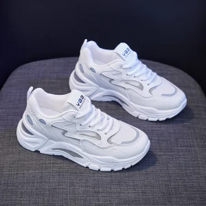 Sh12178a White Chunky Sneakers Women’s Sports Shoes Female Trainers Designer Fashion Walking Shoes for Women