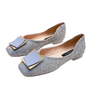 Sh12272a Women Flat Shoes Casual Fashion Slip on Ballerina Flats Patent Ladies Spring Autumn Footwear With Metal Buckle
