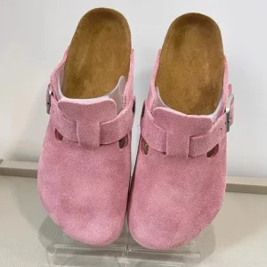 Shoes Men’s and Women’s Double-breasted Cork-soled Walking Slippers Leather Slippers