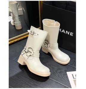 Short Boots for Women 35 40 Thick Soled Non Slip Single Shoes Trendy Outdoor Leather Boots