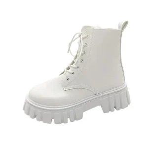 Short Tube Martins Women’s Autumn Winter New Korean Fashion Ankle Platform Thick Bottom Lace Up Side Zipper Boots