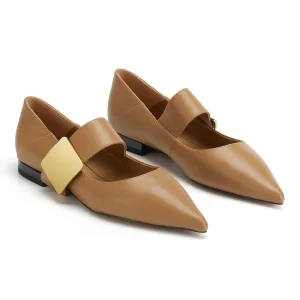 Showcasing Personality Top Layer Genuine Leather Women’s Flats Commuter Slightly Waterproof Loafer Shoes Customize Logo
