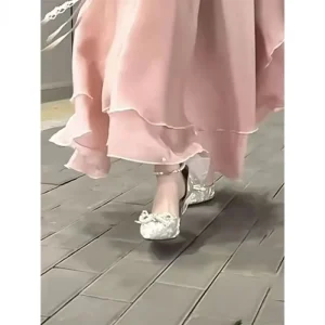 Silver High Heels Women’s Bow Crystal Shoes Fashion Wedding Shoes