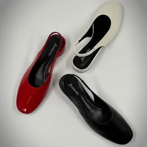 Simple Fashionable Light Weight Breathable Women’s Toe Summer Solid Color One Foot Strap Block Heel Genuine Leather Lining
