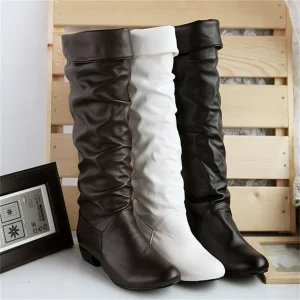 Simple Solid Long Boots Increase Height and Slim Riding Boots Classic and Versatile Plus Size Women’s Boots