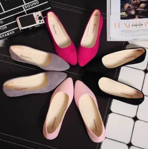 Single Women Spring and Summer Flat Pointed Shallow Mouth Bean Suede Large Size Women’s Foreign Trade Work Shoes