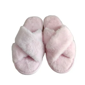 Sinomint Women’s Indoor Warm Fur Soft Sole Sandals Flat Slides Anti-Slippery Lightweight Breathable Disposable