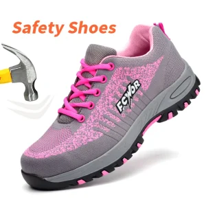 Size 37-41 Women Work Safety Shoes with Steel Toe Female Sneakers Smash proof Puncture proof Waterproof Safety Working Boots