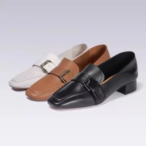 Skin-Friendly Breathable Non-Slip Toe Low-Heeled Genuine Leather Autumn Slip-On Ladies Loafers Cowhide Women’s Shoes