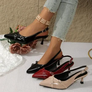 Slingback Stilettos for Women Patent Leather Pointed Toe High Heels With Women’s Heeled Sandals