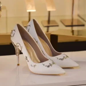 Slip On Elegant Designer Women’s Ultra pump High Stiletto Style Pointy Fashion Breathable 8cm Wedding Bride Heel Shoes