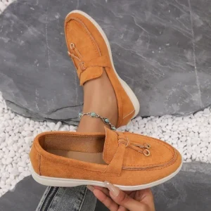 Slip-On High-Grade Canvas Upper Breathable Tassel Loafers Women’s Shoes European-American Style Large Size 43