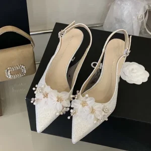 Slip-On Stiletto Pointed Toe Women’s High Heel Pumps Spring Wedding Bride Party Shoes