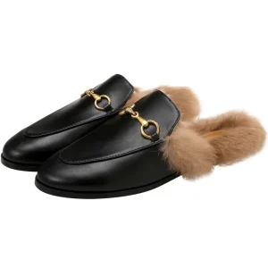 Slippers Women’s Outer Wear Autumn and Winter Muller Shoes Metal Buckle Toe Half towed Flat Shoes