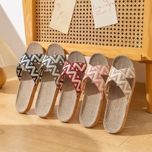 Slippers for Home Use Thick Soled Grass Woven Rattan Men’s and Women’s Indoor Anti Slip Anti Odor Feet