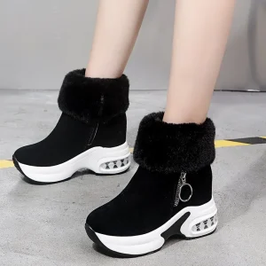 Snow Boots for Women Winter Oversized PU With Plush Insulation and Height Increasing Cotton Trendy Plush Short Boots