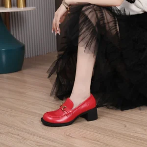 Soft Comfortable Women’s Summer Fashion Trend Faux Suede Bow Loafers Casual Thick Heel Slip On Sheepskin Lining Rubber