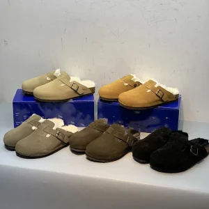 Soft Foot Bed Autumn Winter Collection Cow Suede Casual Cork Shoes Lightweight Anti Slippery Wood