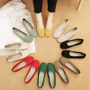 Soft Printed Mesh Flat Women’s Loafers Slip On Shoes for Summer Spring Autumn