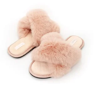 Soft and Cozy Fur Women’s Home Slippers Cross Non-slip Slides Slippers Indoor Outdoor Open Toe Cross Slipper