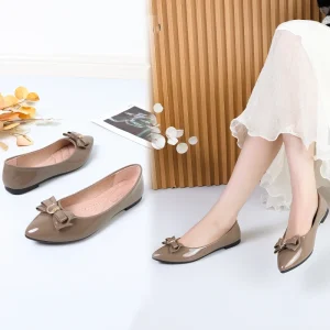 Solid Color Bow Flat Women’s Casual Shoes Lightweight Beautiful Comfortable Fashion Loafers Elegant Pointed Ballet Flat Shoes