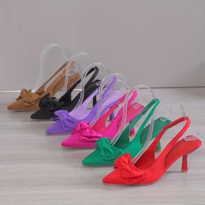 Solid color Bowknot High Heels Elegant and Sexy Women’s Shoes Pointed toe High Heels Women’s Shoes
