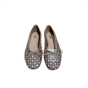 Spain Autumn New Solid Round Toe Low Top Casual Women’s Shoes Bow Detailed Starry Breathable Ballet Flats