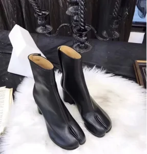 Split Toe Shoes High Heels Short Boots Women’s Horseshoe Boots 8cm Short Boots Pig Feet Mid Leg Ankle Boots