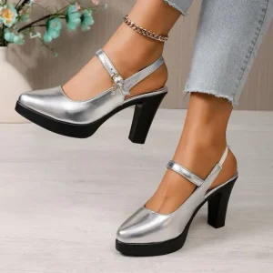 Spot High Heels Summer New Style Coarse Heel Pointed European and American Large Leather Shoes for Women