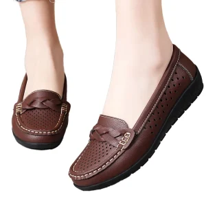 Spring Autumn Collection Women’s Nurse Loafers Moccasins Slip-On Casual Flat Mom Shoes Rubber Sole Direct Manufacturer