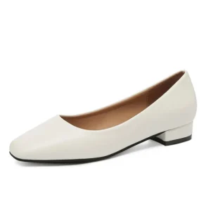 Spring Autumn Large Size Square Toe Single Shoes Thick Heel Shallow Mouth Comfortable Low Heel for Women