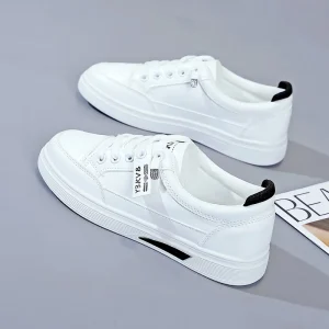 Spring Autumn New Women’s White Sneakers Versatile Student Casual Shoes Upper Flat Skate Shoes
