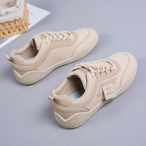 Spring Autumn PU Lace up Waterproof Soft soled Women’s Casual Non slip Sports Sneakers Lightweight Wear resistant Shoes