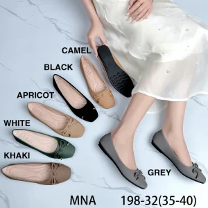 Spring Autumn Women’s Non-slip Soft-soled Single Flats with Bowknot Solid Pattern for Middle-aged Elderly Mothers