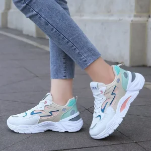 Spring Collection Women’s Trendy Thick-Soled Breathable Mesh Sneakers Korean-Style Casual Running Shoes