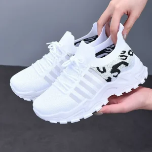 Spring Mesh Breathable Lace-Up Lightweight Sneakers Women’s Korean Style Fashion Casual Shoes Thick-Soled Student Shoes